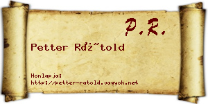 Petter Rátold névjegykártya